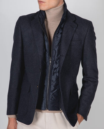 Americana Casual 100% Lana Virgem en Azul Oscuro